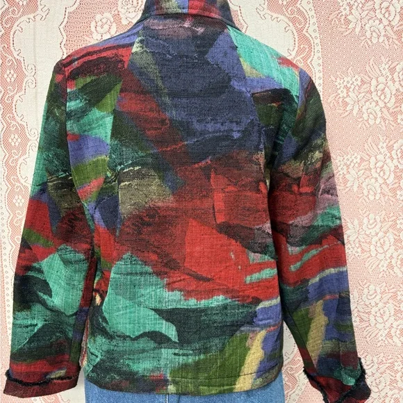 Vintage 90s Abstract Art Button Jacket Sz M/Lg - Picture 6 of 8